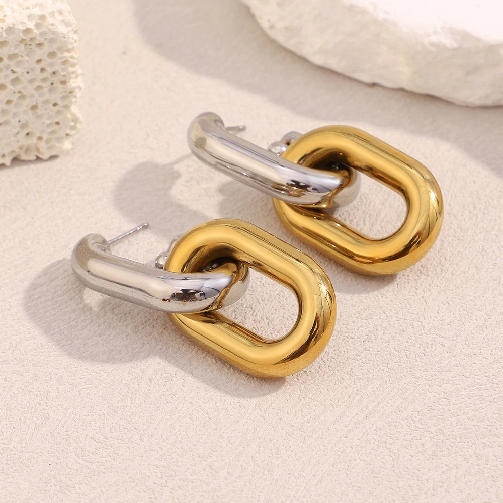 Linked in Purpose Earrings - Gold Chain Statement Hoops