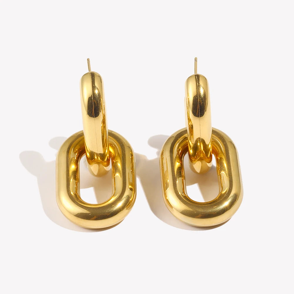 Linked in Purpose Earrings - Gold Chain Statement Hoops