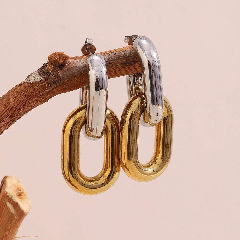Linked in Purpose Earrings - Gold Chain Statement Hoops