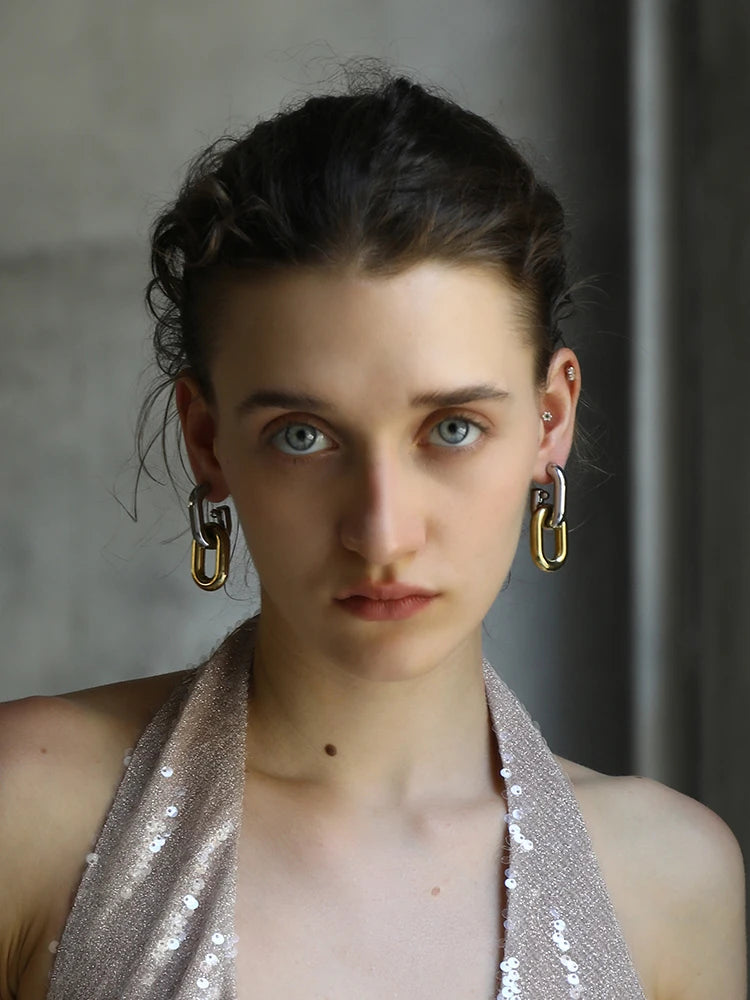 Linked in Purpose Earrings - Gold Chain Statement Hoops