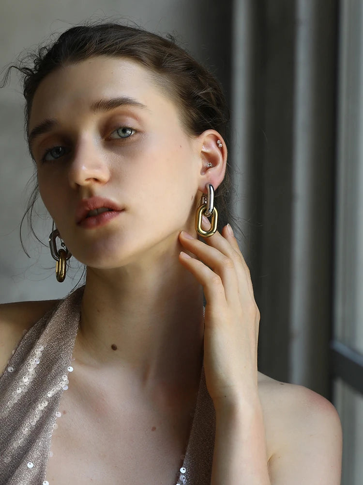 Linked in Purpose Earrings - Gold Chain Statement Hoops