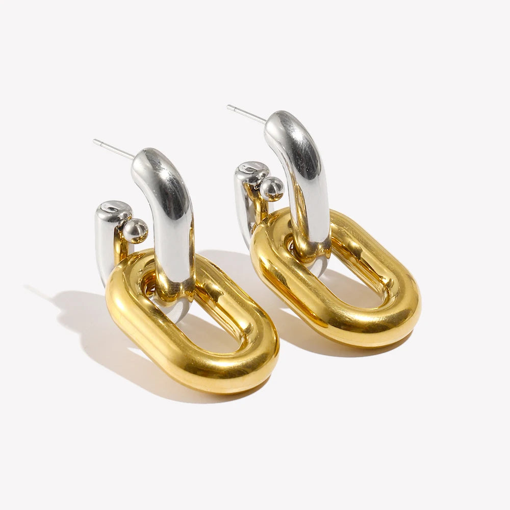 Linked in Purpose Earrings - Gold Chain Statement Hoops