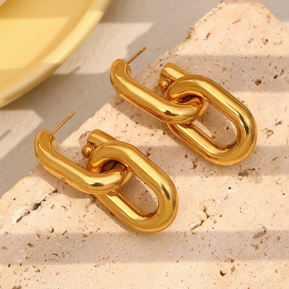 Linked in Purpose Earrings - Gold Chain Statement Hoops