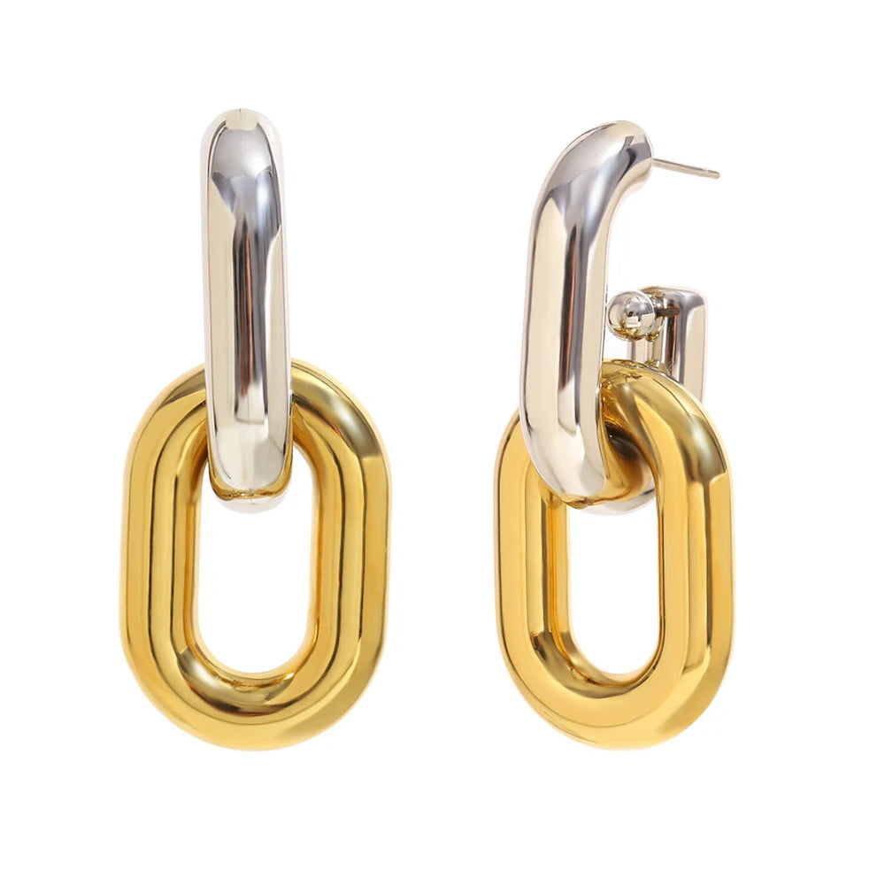 Linked in Purpose Earrings - Gold Chain Statement Hoops