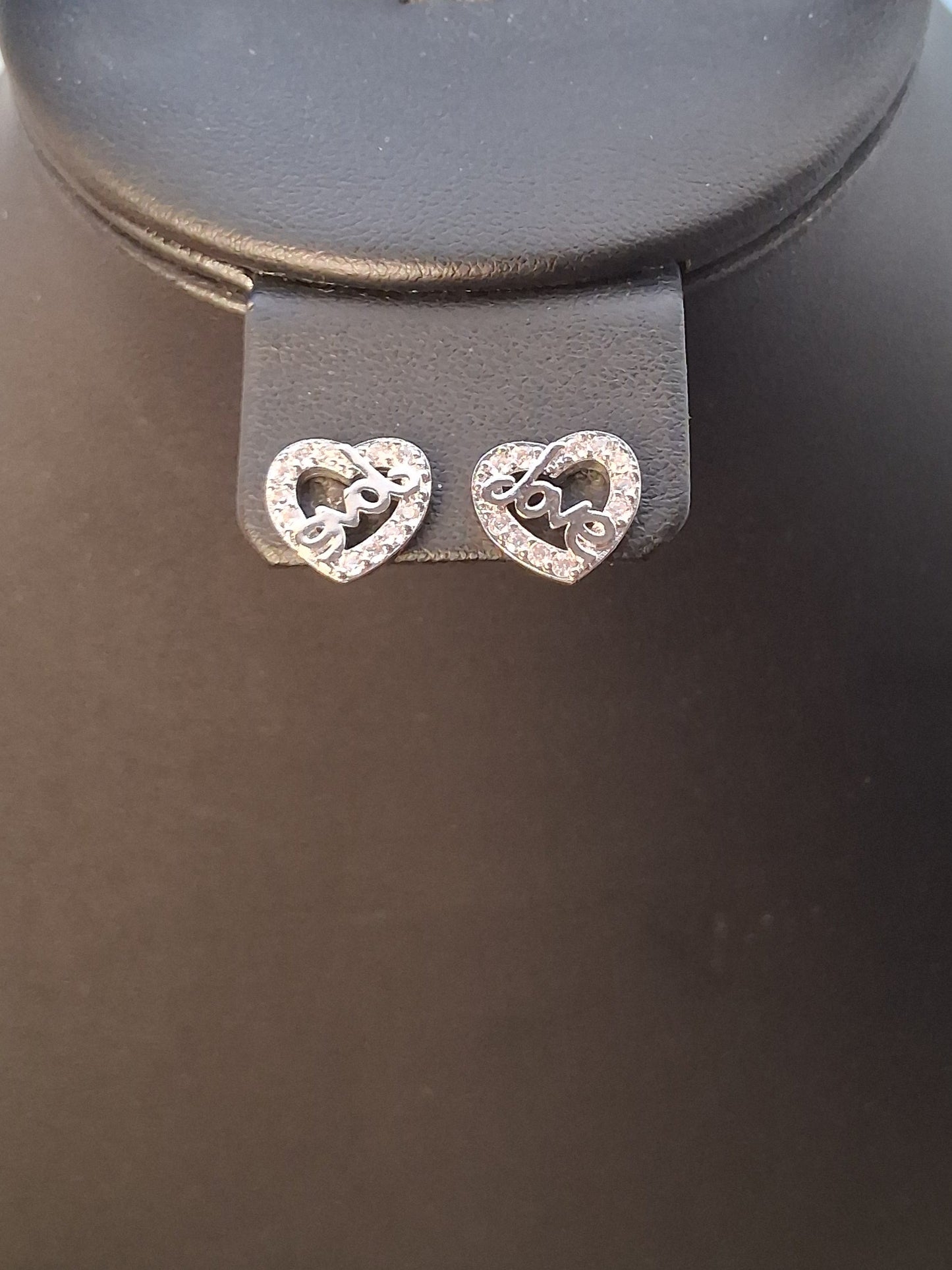 18k White Gold Love Earrings