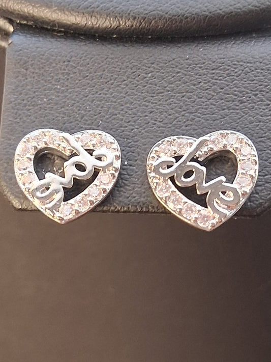 18k White Gold Love Earrings